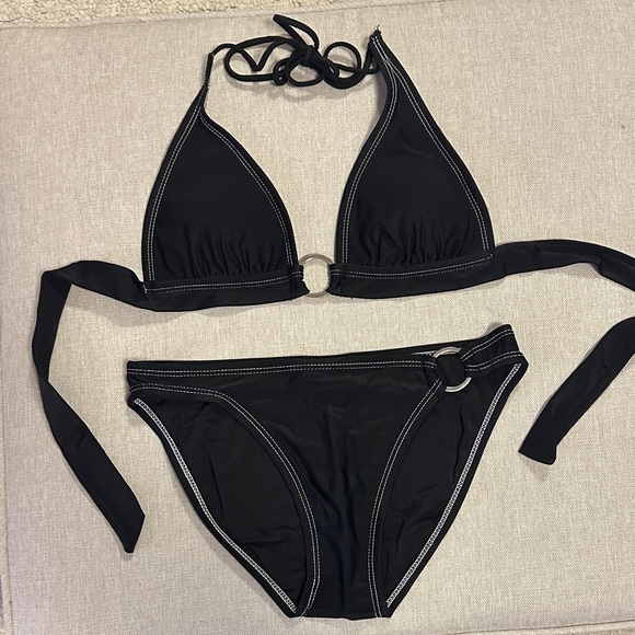 Isaac Mizrahi Black Bikini with Ring Detail Set Size S - Picture 2 of 9